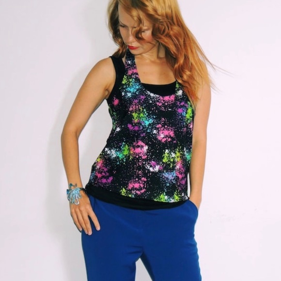 Lycra splash print tank top SMALL - Picture 3 of 4